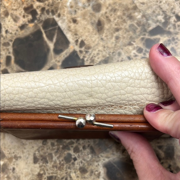 Dooney & Bourke Cream and Brown Leather Clutch - Picture 5 of 10